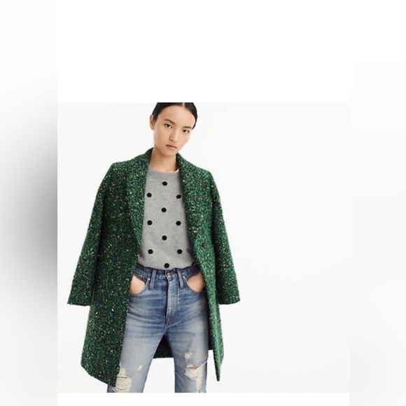 J.Crew “Daphne”Topcoat in Green Multi Italian Tweed NWOTNever Worn-Size 2